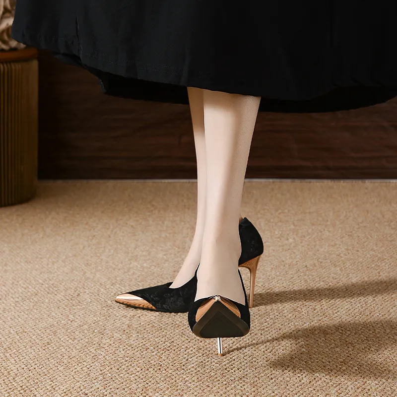 YAFEI XUANYU Slim Heel High Heels 10cm Women's-5