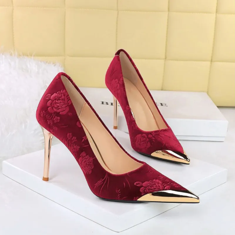 YAFEI XUANYU Slim Heel High Heels 10cm Women's-19