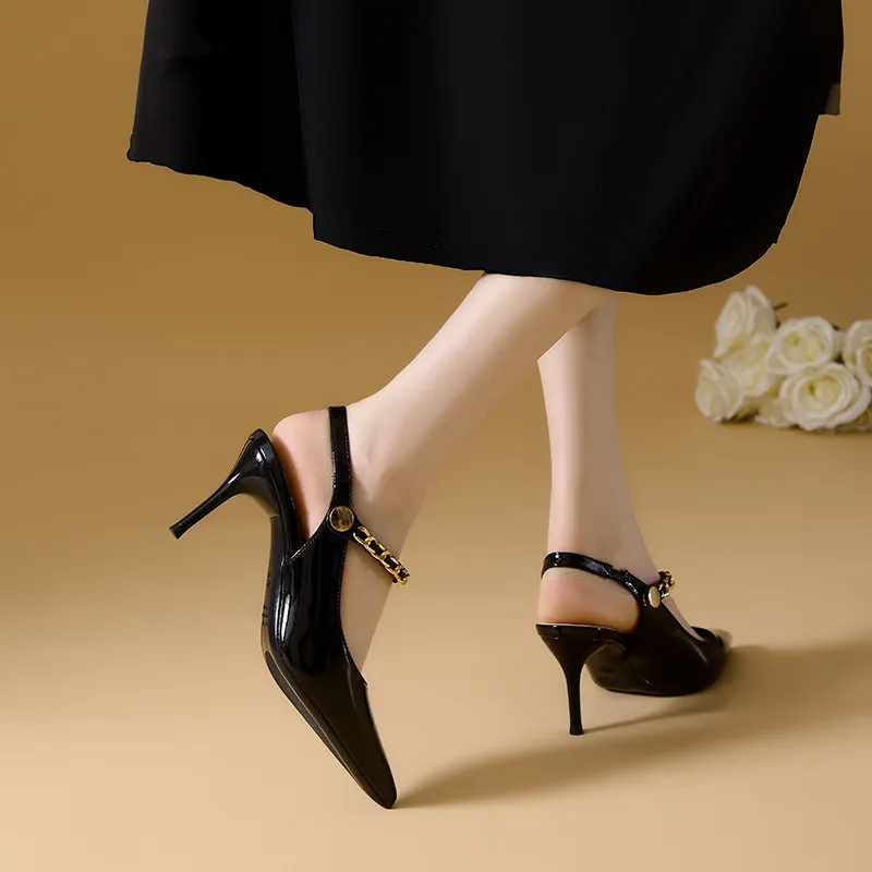 YAFEI XUANYU Slim Heel High Heels Women's Black-3