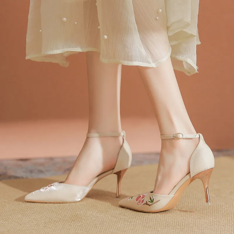 YAFEI XUANYU Strap Sandals 7cm Women's White-5