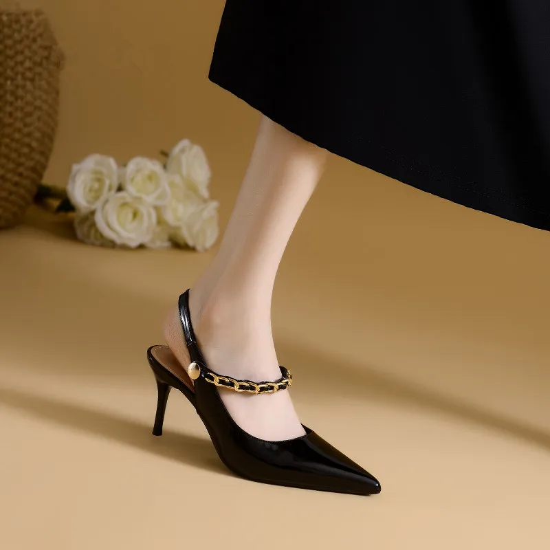 YAFEI XUANYU Slim Heel High Heels Women's Black-2