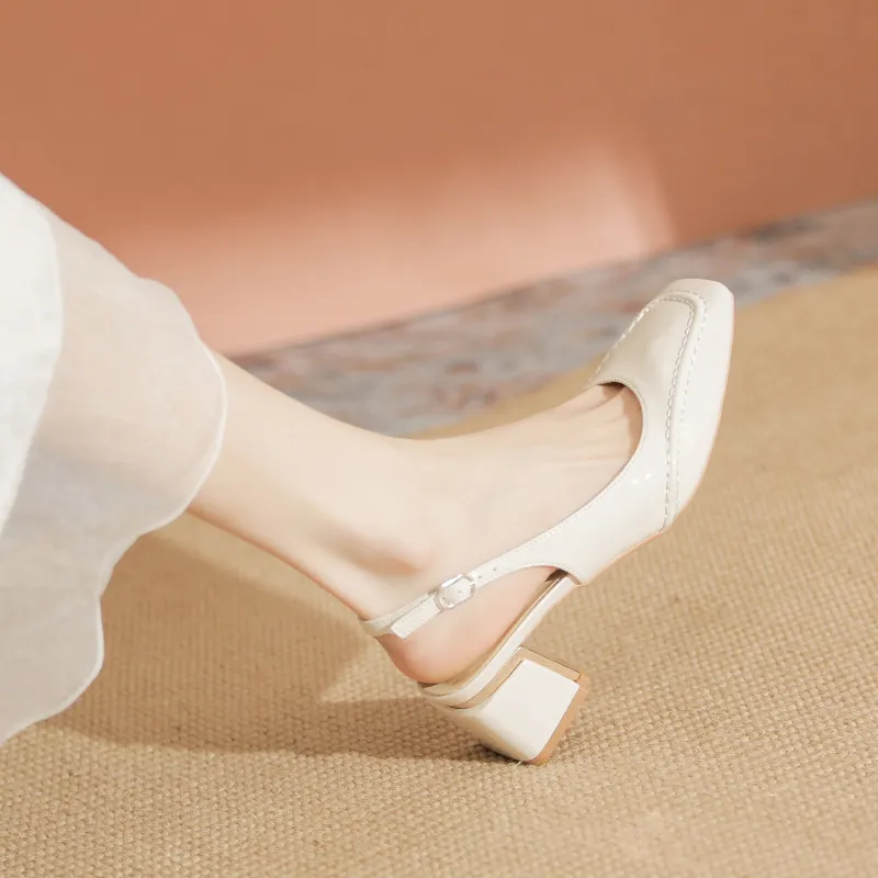 YAFEI XUANYU Chunky Heel High Heels 5cm Women's White-1