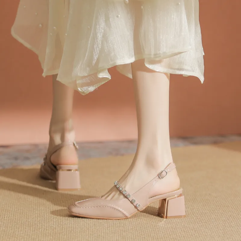 YAFEI XUANYU Chunky Heel High Heels 5cm Women's White-4
