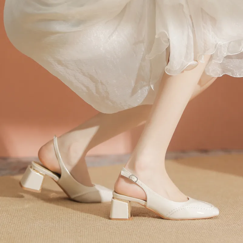 YAFEI XUANYU Chunky Heel High Heels 5cm Women's White-9