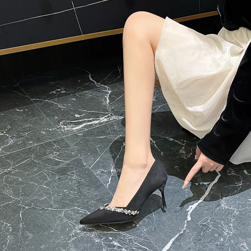 YAFEI XUANYU Slim Heel High Heels Women's Black-6