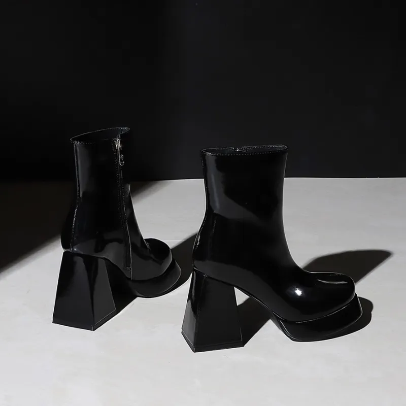 YAFEI XUANYU Ankle Boots 10CM Women's Black-3