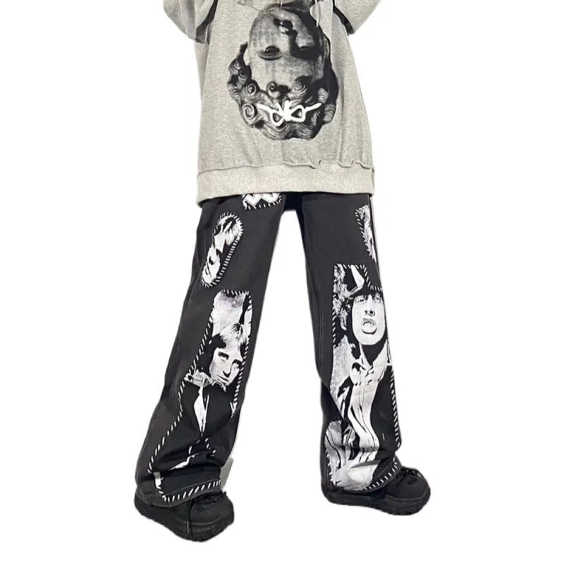 KUNZHUDAXIANG Jeans Unisex Washed Gray-5
