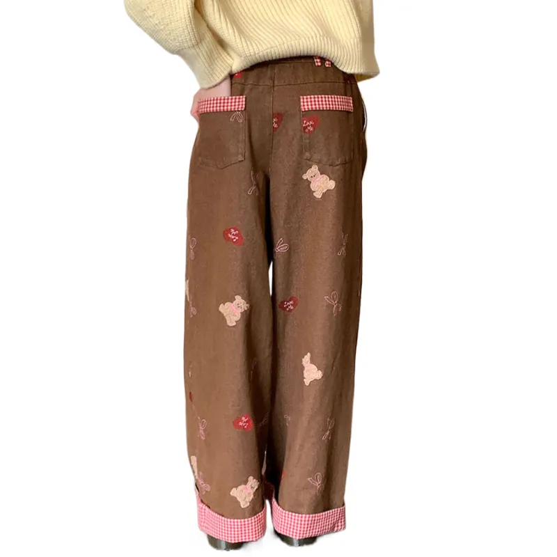 KUNZHUDAXIANG Jeans Women's Brown-1