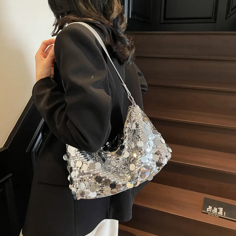Versman Sequins Crossbody Bag, Shoulder Bag Women's Silver/Black/Gold-4