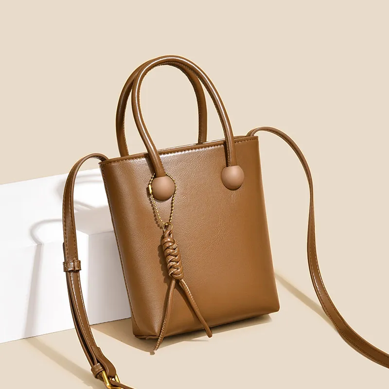Versman PU Bucket Bag, Shoulder Bag, Handbag Women's Tea Brown/Chocolate/Beige-6