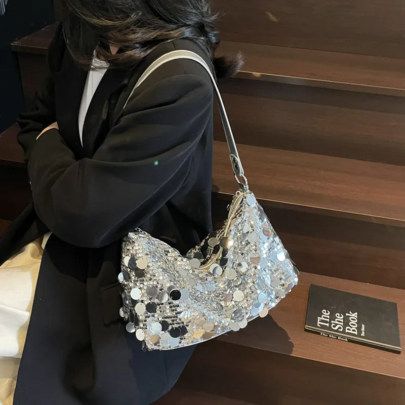 Versman Sequins Crossbody Bag, Shoulder Bag Women's Silver/Black/Gold-1
