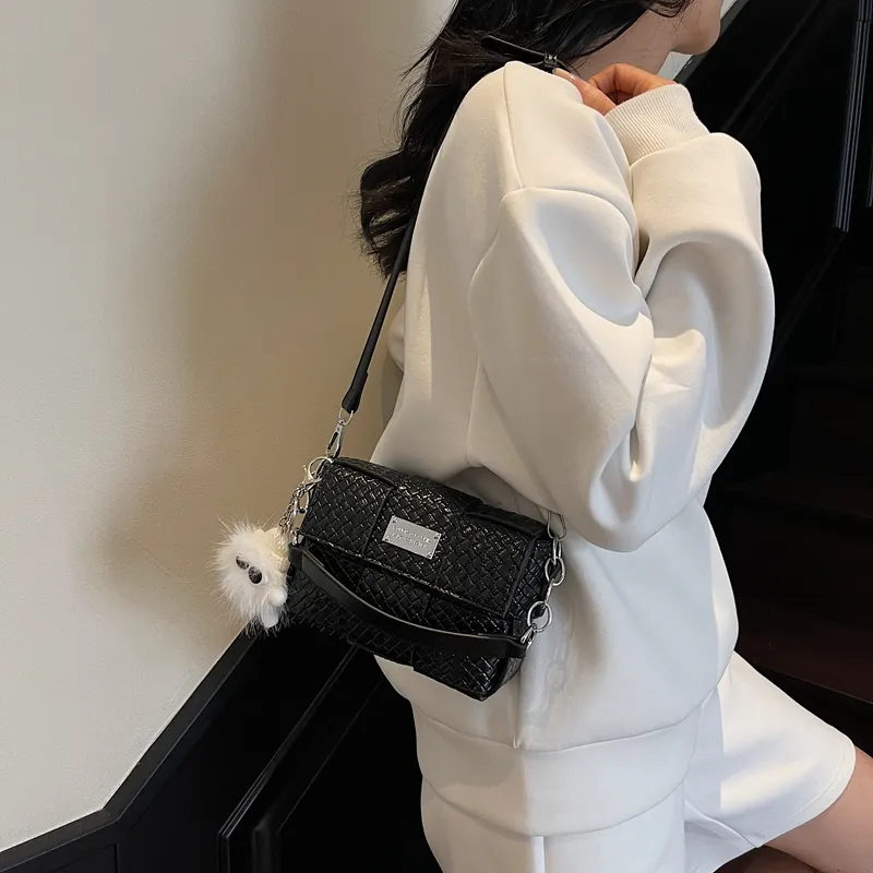 Versman PU Crossbody Handbag Small Size Women's Ecru/Silver/Black/Pink-9