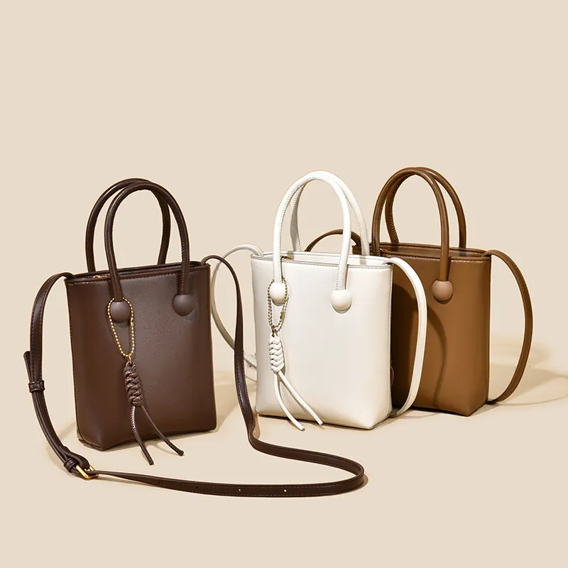 Versman PU Bucket Bag, Shoulder Bag, Handbag Women's Tea Brown/Chocolate/Beige-4