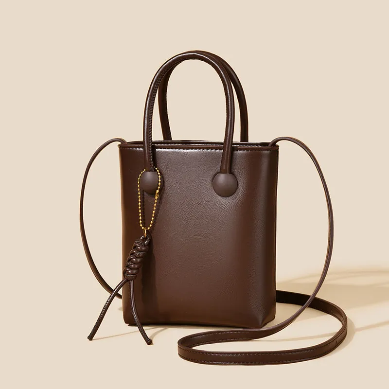 Versman PU Bucket Bag, Shoulder Bag, Handbag Women's Tea Brown/Chocolate/Beige-14