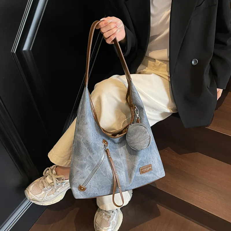 Versman Pu Shoulder Bag Women's Denim Blue/Dark Tea/Ecru-1