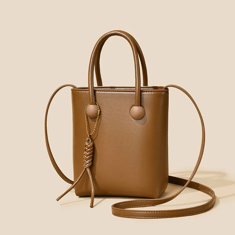 Versman PU Bucket Bag, Shoulder Bag, Handbag Women's Tea Brown/Chocolate/Beige-9