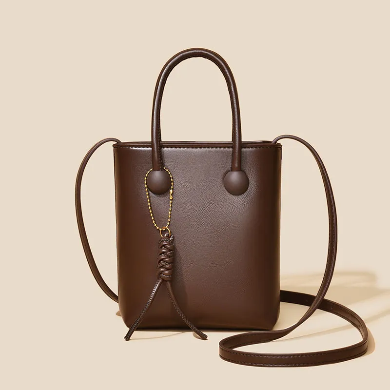 Versman PU Bucket Bag, Shoulder Bag, Handbag Women's Tea Brown/Chocolate/Beige-16