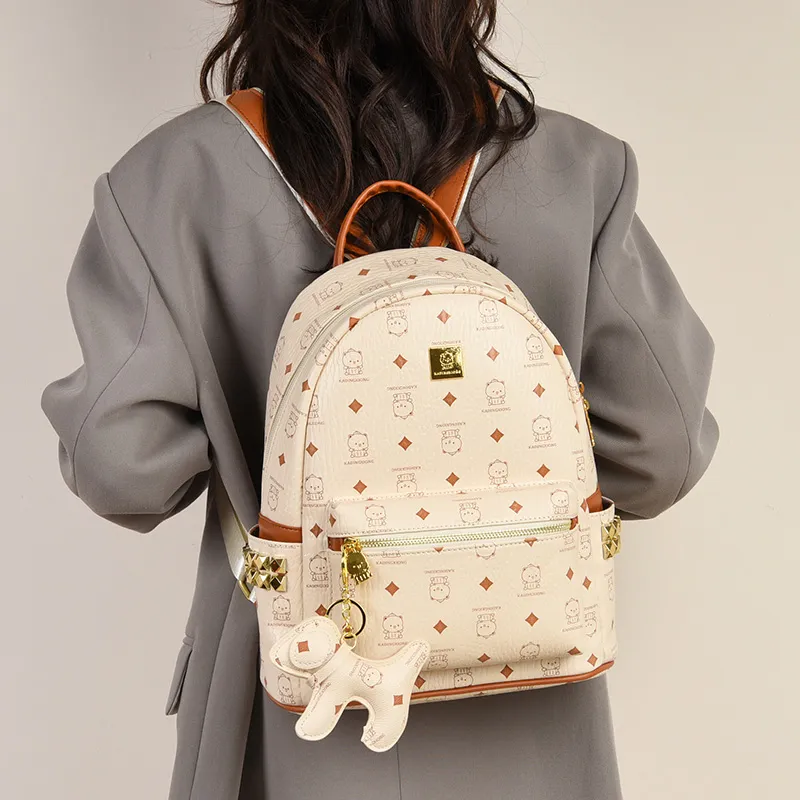 Versman PU Backpack Regular Women's Yellow/White/Pink/Black-10