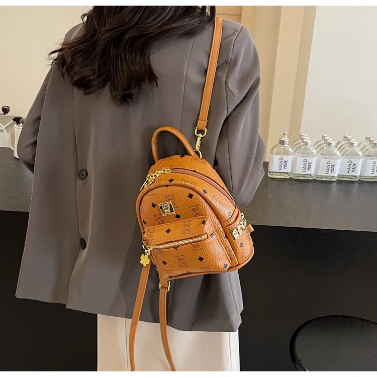 BAODIDAISHU Pu Backpack Women's White/Pink/Brown-20
