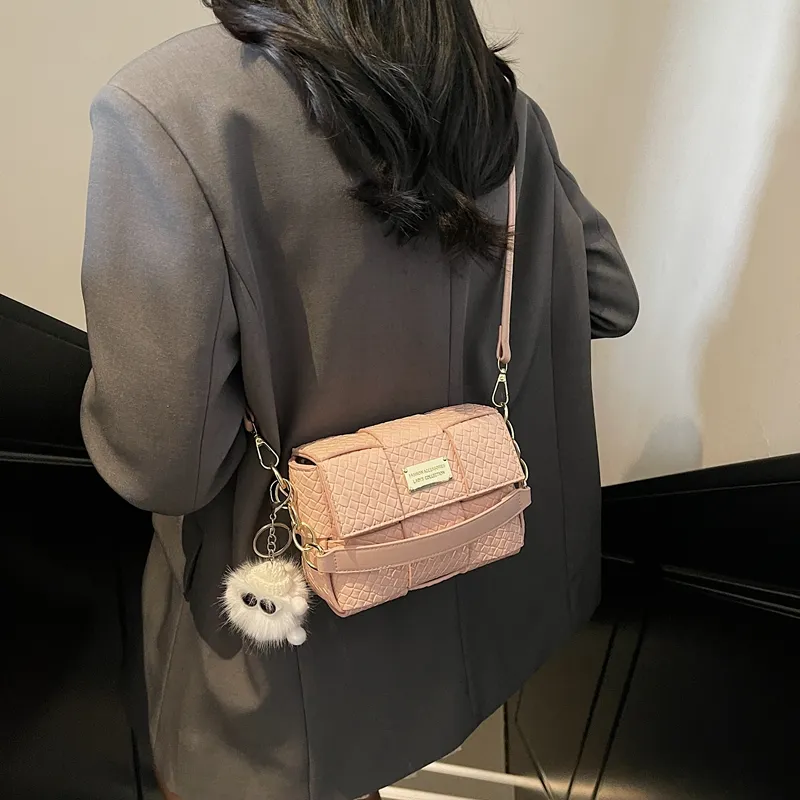 Versman PU Crossbody Handbag Small Size Women's Ecru/Silver/Black/Pink-12
