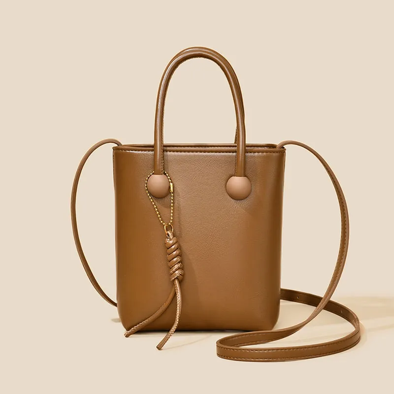 Versman PU Bucket Bag, Shoulder Bag, Handbag Women's Tea Brown/Chocolate/Beige-7