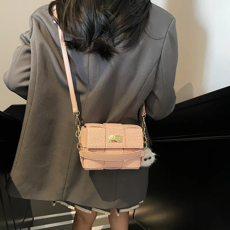 Versman PU Crossbody Handbag Small Size Women's Ecru/Silver/Black/Pink-13