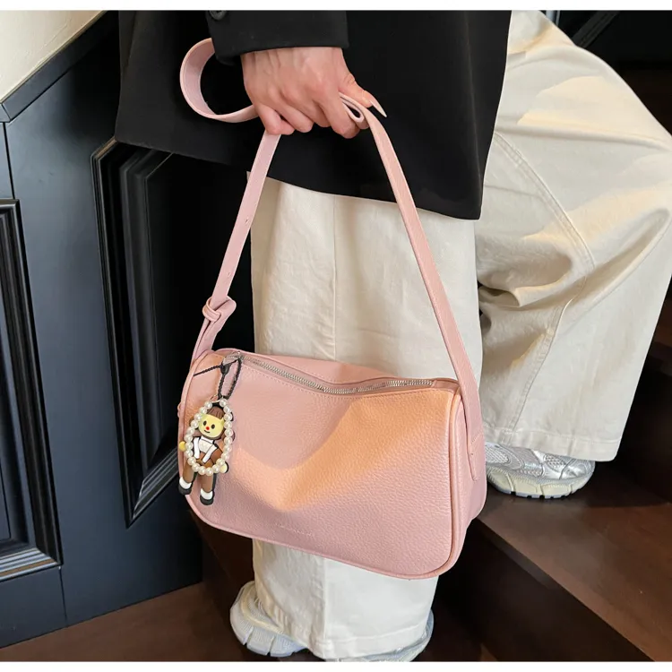 Versman PU Shoulder Bag, Crossbody Bag Regular Women's Black/Pink/Ecru/Blue/Yellow-11