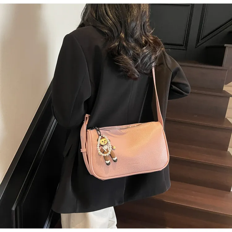 Versman PU Shoulder Bag, Crossbody Bag Regular Women's Black/Pink/Ecru/Blue/Yellow-13