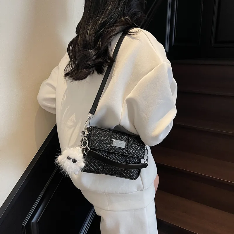 Versman PU Crossbody Handbag Small Size Women's Ecru/Silver/Black/Pink-8
