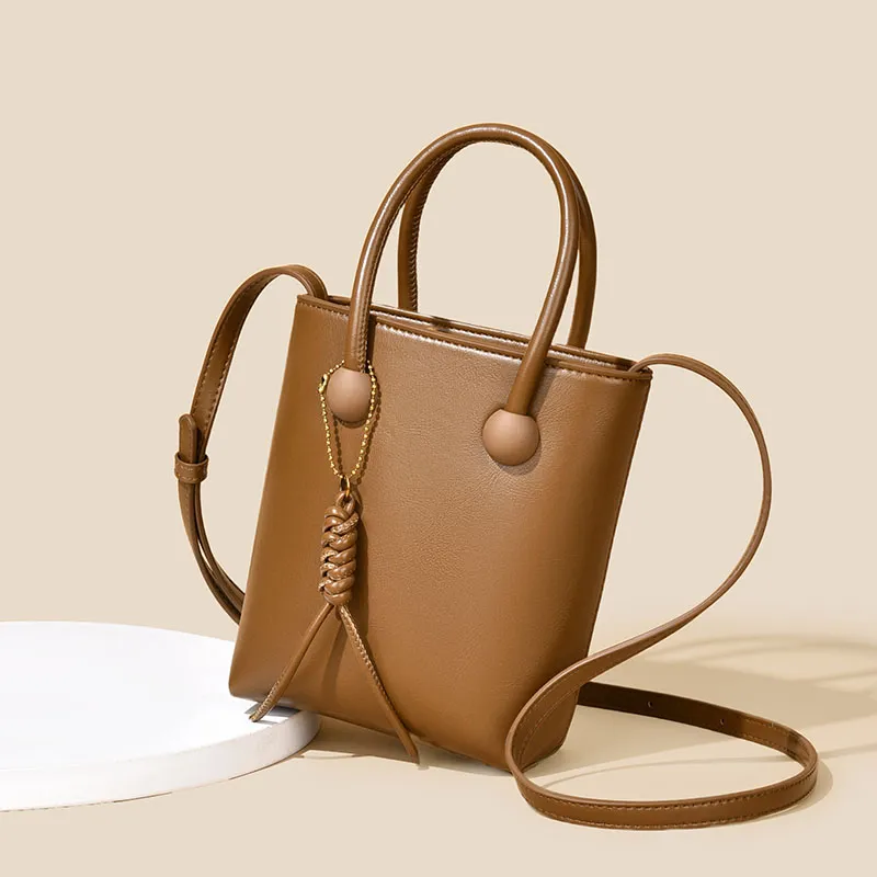 Versman PU Bucket Bag, Shoulder Bag, Handbag Women's Tea Brown/Chocolate/Beige-8