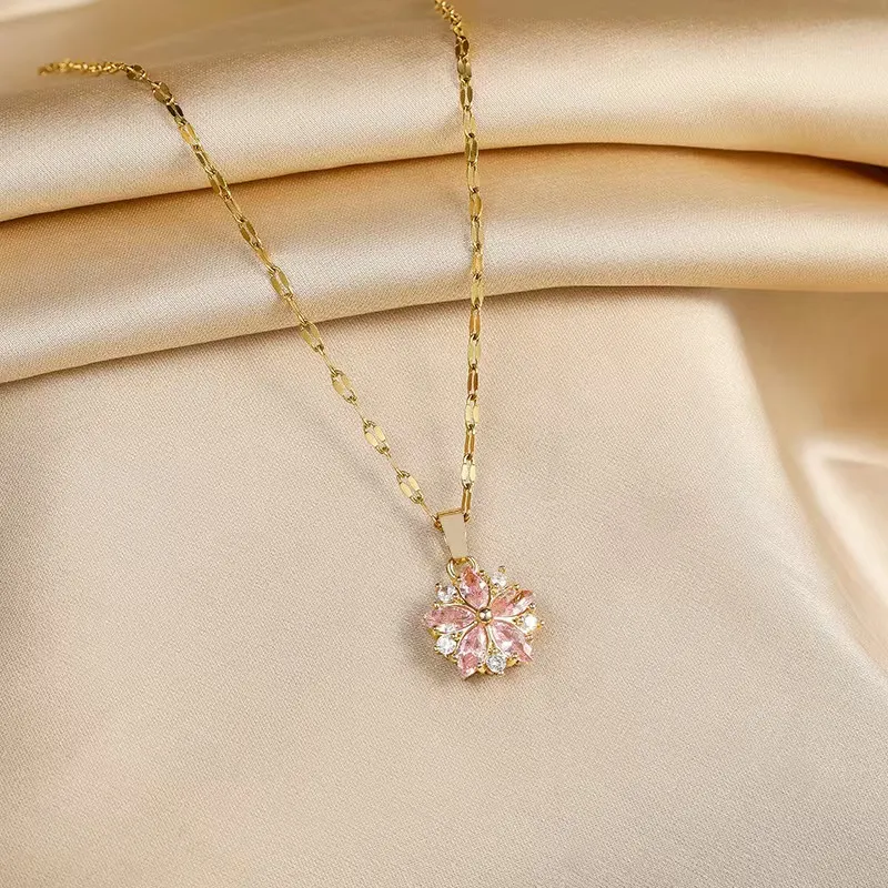 KOOGIS Titanium Steel Necklaces Women's Pink-4