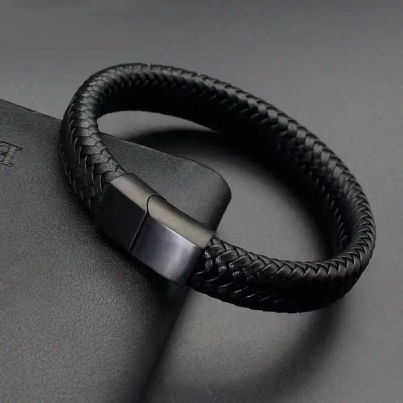 KOOGIS Leather Wristbands Men's Black-6