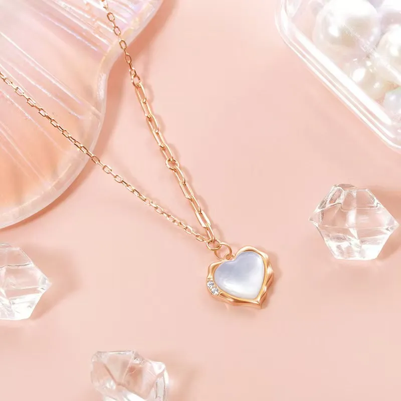 KOOGIS S925 Sterling Silver Mother Of Pearl Zircon Necklaces Women's-4
