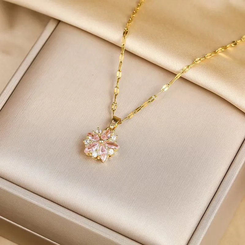 KOOGIS Titanium Steel Necklaces Women's Pink-6