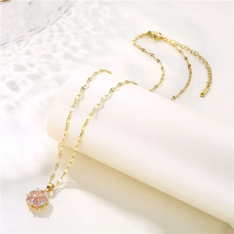 KOOGIS Titanium Steel Necklaces Women's Pink-3