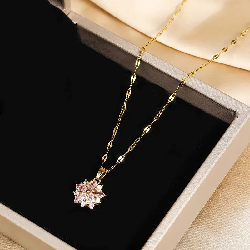 KOOGIS Titanium Steel Necklaces Women's Pink-5