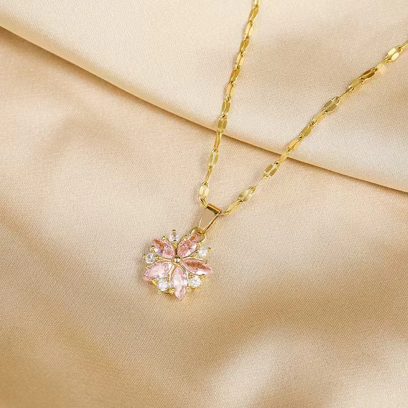 KOOGIS Titanium Steel Necklaces Women's Pink-7