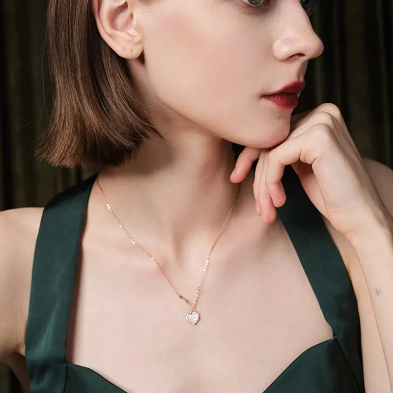 KOOGIS S925 Sterling Silver Mother Of Pearl Zircon Necklaces Women's-3
