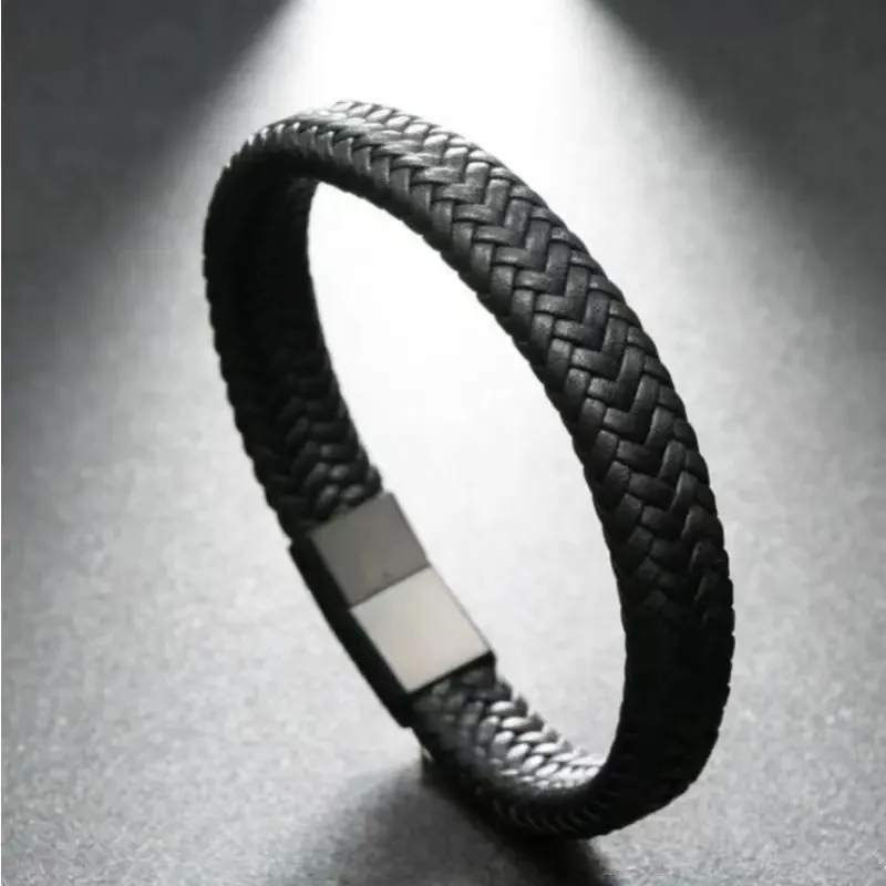 KOOGIS Leather Wristbands Men's Black-1