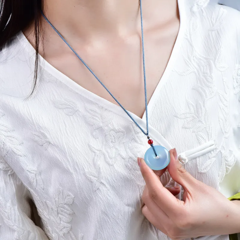 Tears Of The Eyes Chalcedony Necklaces Unisex-2