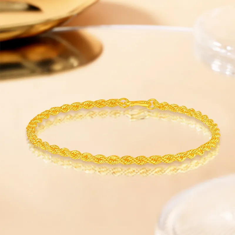 ZXIN JEWELRY Twist Wave Chain Genuine Thin Woven Silk Chain Fashion Solid Gold Priced In Gram Bracelets Women's-3