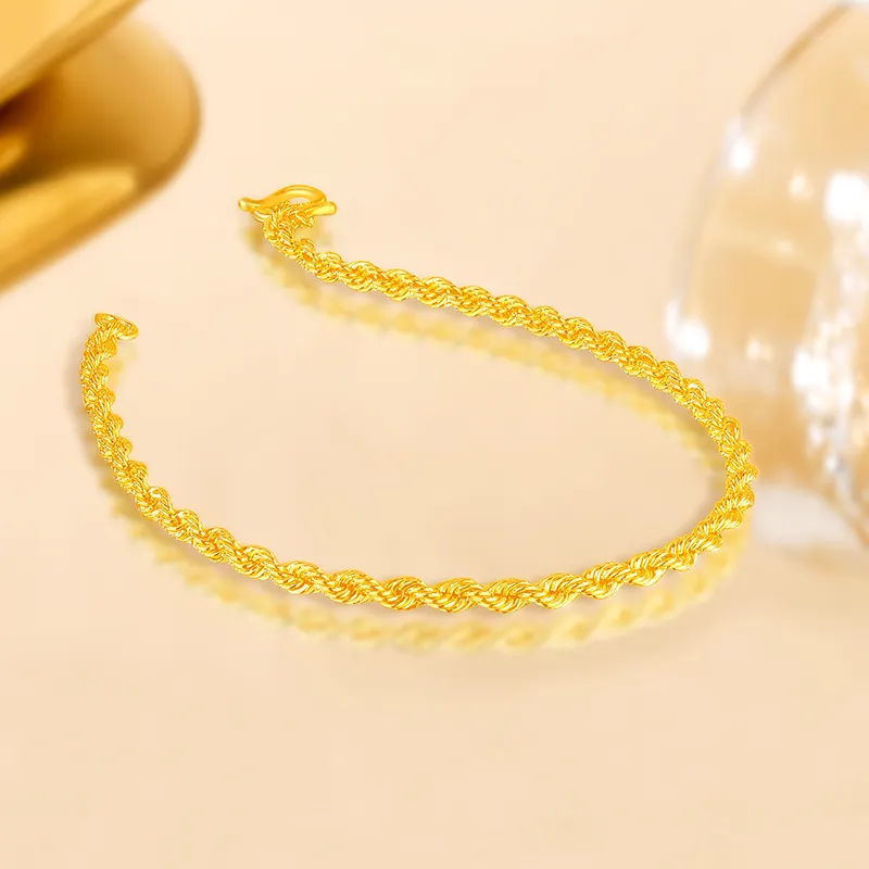 ZXIN JEWELRY Twist Wave Chain Genuine Thin Woven Silk Chain Fashion Solid Gold Priced In Gram Bracelets Women's-2