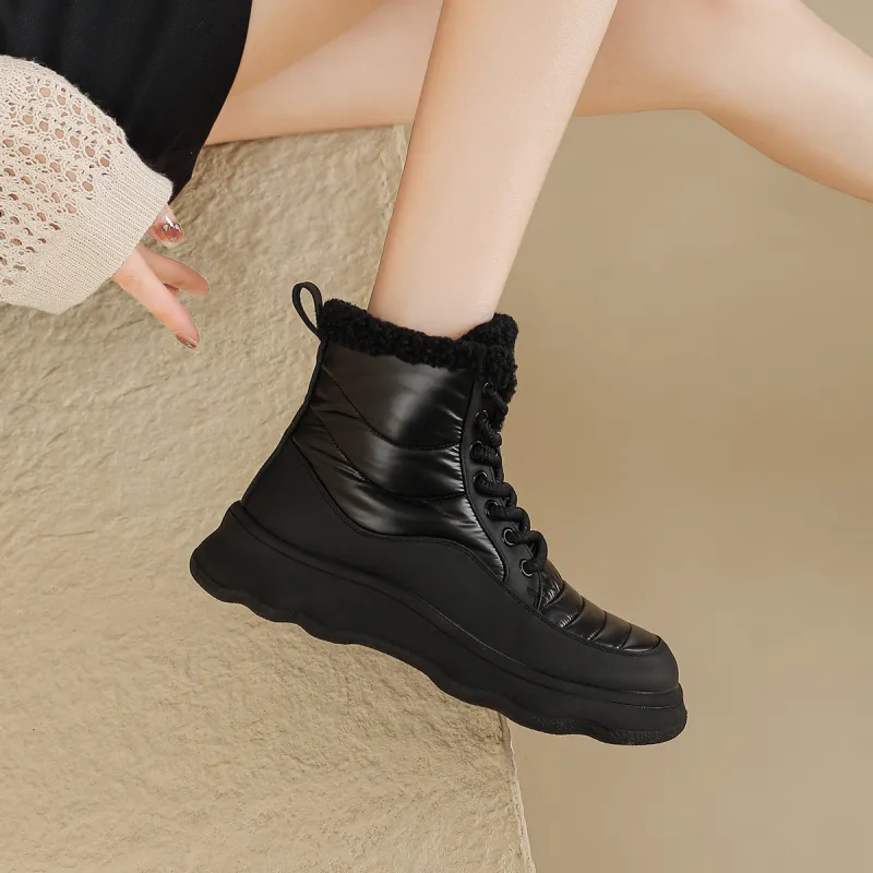 D:FUSE SCANDINAVIA Warm Wear-Resistant Height Increasing Short Snow Boots Women's-7