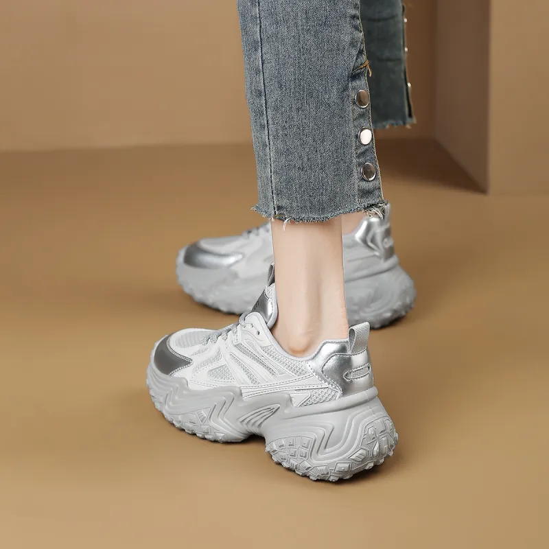 D:FUSE SCANDINAVIA Anti-Slip Wear-Resistant Breathable Support Low-Top Chunky Sneakers Women's-5