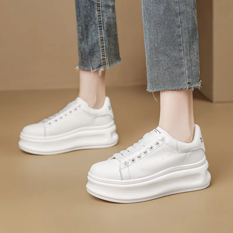 D FUSE SCANDINAVIA White Sneakers Anti Slip And Wear Resistant Lightweight Low Top Skateboard Shoes Women's-6