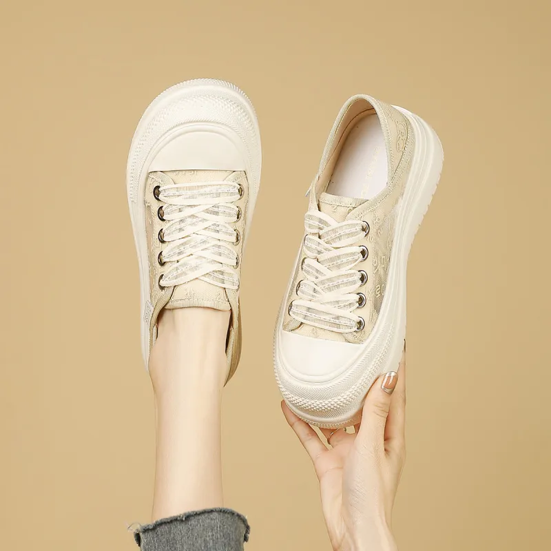 D:FUSE SCANDINAVIA Flat Shoes White Sneakers Anti-Slip And Wear-Resistant Lightweight Low-Top Skateboard Shoes Women's-3