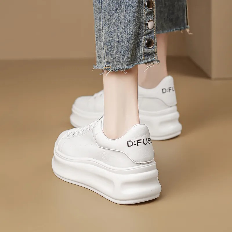 D FUSE SCANDINAVIA White Sneakers Anti Slip And Wear Resistant Lightweight Low Top Skateboard Shoes Women's-4