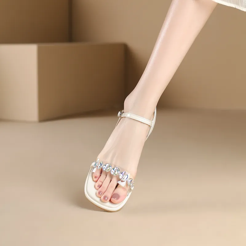 D FUSE SCANDINAVIA One Strap Sandals 5.5cm Women's Beige-3