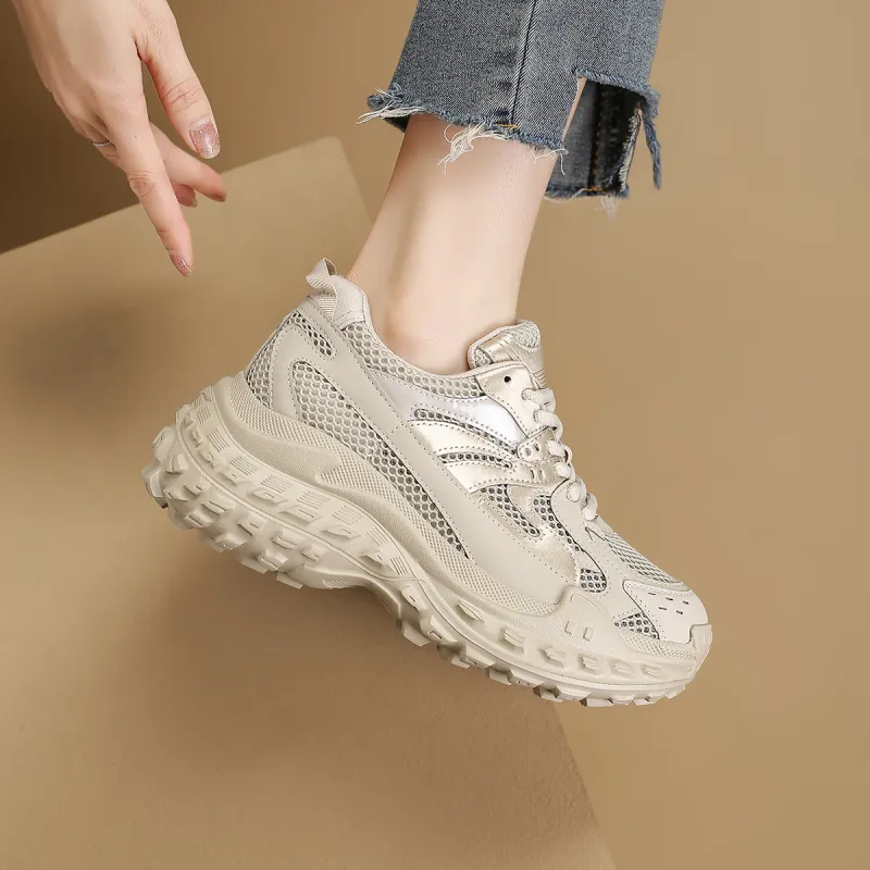 D:FUSE SCANDINAVIA Wear-Resistant Breathable Lightweight Height Increasing Low-Top Chunky Sneakers Women's-7