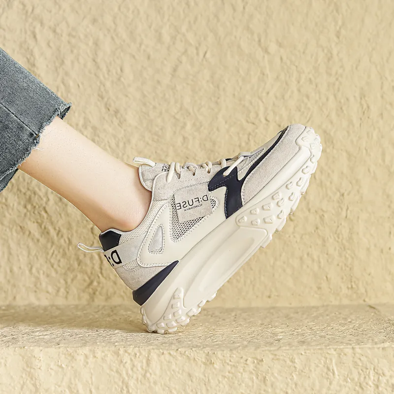 D FUSE SCANDINAVIA Low Top Chunky Sneakers Women's Beige Blue-5